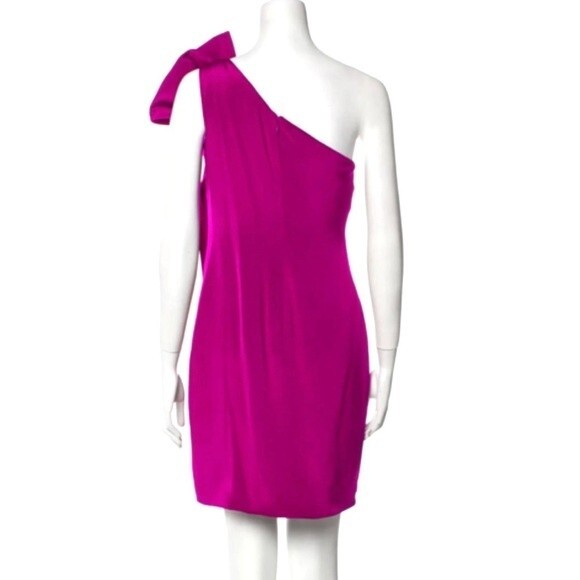 Marchesa Notte One Shoulder Silk Cocktail Mini Dress 4 - Picture 3 of 13